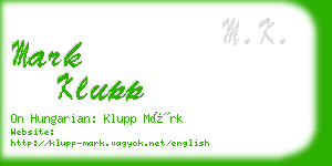 mark klupp business card